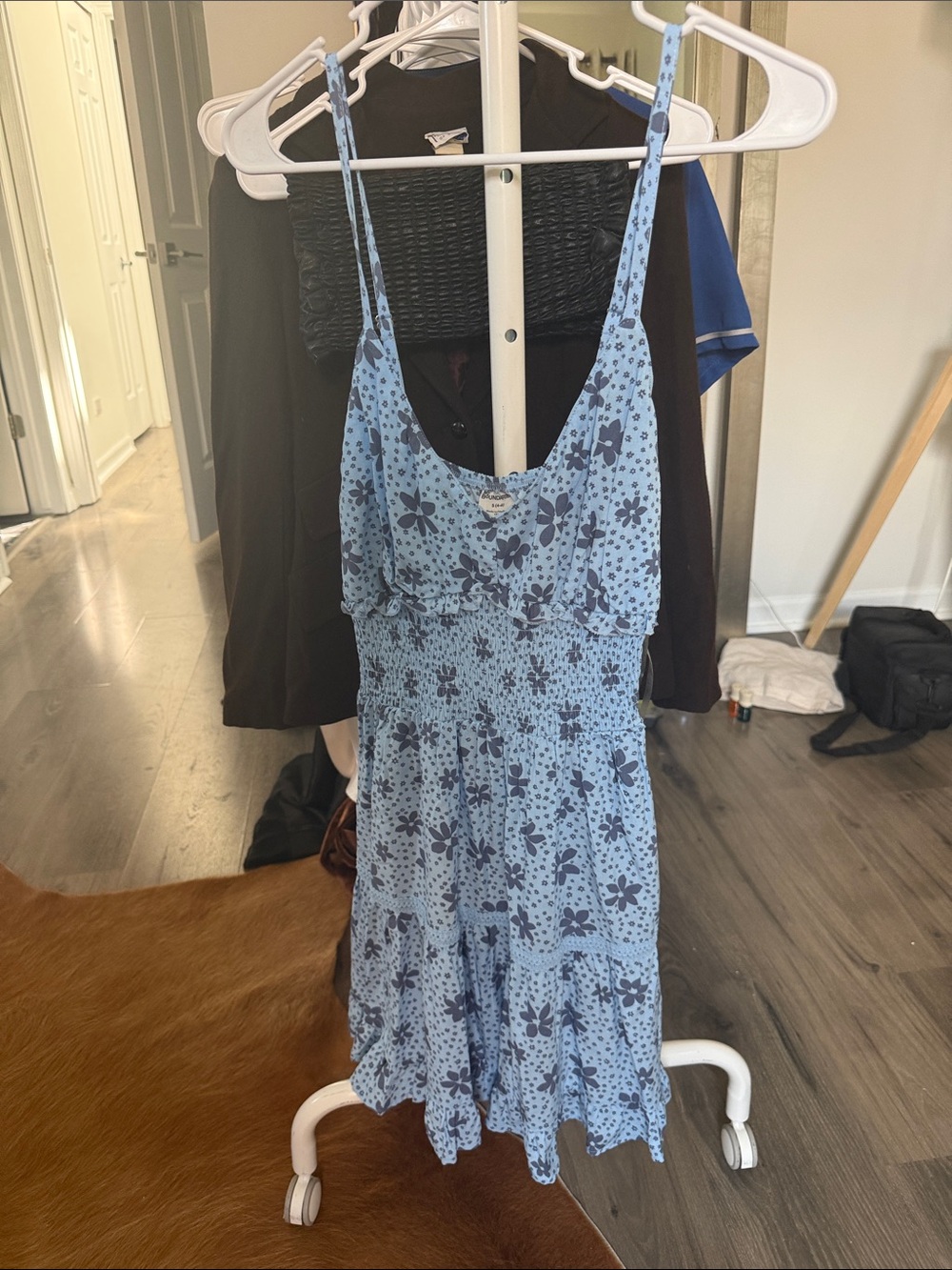 No Boundaries Blue Floral Smocked Sundress Slip